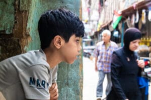 Palestinian Children Playing in Shatila Refugee Camp Amid Hardship idir hakim photographe paris