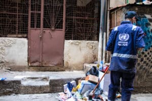 UNRWA Refugee Workers Cleaning Shatila Camp, Beirut idir hakim photographe paris