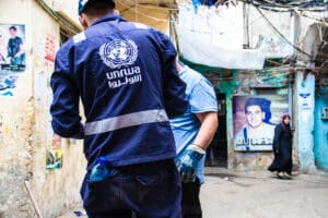 UNRWA Refugee Workers Cleaning Shatila Camp, Beirut idir hakim photographe paris