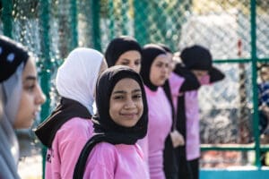 Young Veiled Refugee Women Playing Sports Near Shatila Camp, Beirut idir hakim photographe paris