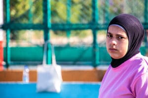 Young Veiled Refugee Women Playing Sports Near Shatila Camp, Beirut idir hakim photographe paris