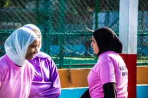 Young Veiled Refugee Women Playing Sports Near Shatila Camp, Beirut idir hakim photographe paris
