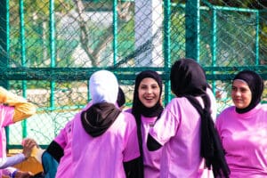 Young Veiled Refugee Women Playing Sports Near Shatila Camp, Beirut idir hakim photographe paris
