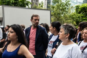 Céline Verzeletti at the Nahel Memorial Demonstration idir hakim photographe paris