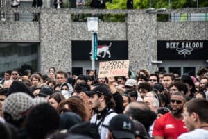 Crowd at the Nahel Memorial Demonstration idir hakim photographe paris