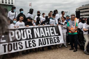 Crowd at the Nahel Memorial Demonstration idir hakim photographe paris