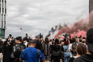 Crowd at the Nahel Memorial Demonstration idir hakim photographe paris