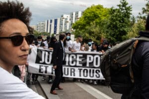 Crowd at the Nahel Memorial Demonstration idir hakim photographe paris