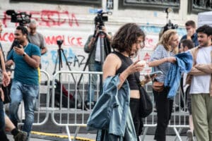 LFI Activists at Place de la République idir hakim photographe paris