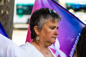 Verzeletti Celine at the France Insoumise Stand idir hakim photographe paris