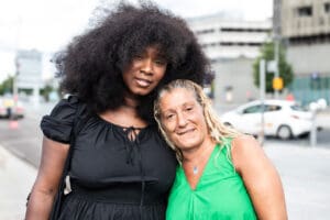 Assa Traoré and Mounia Merzouk together at Nahel memorial idir hakim photographe paris