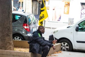 Protestor Resting at Nation idir hakim photographe paris