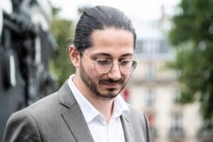 Aurélien Le Coq attends rally in support of the Handala boat an idir hakim photographe paris