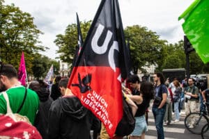 UCL Flag at Protest idir hakim photographe paris