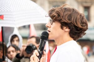 Gabrielle Cathala attends rally after release from Israeli priso idir hakim photographe paris
