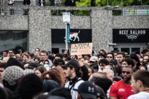Crowd at the Nahel Memorial Demonstration idir hakim photographe paris