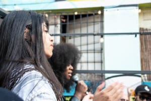 Rima Hassan, Assa Traoré, and Sabrina Benali in Montreuil. idir hakim photographe paris