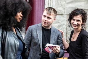 Louis Boyard, Assa Traoré, and Sabrina Benali in Montreuil. idir hakim photographe paris