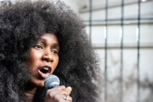 Rima Hassan, Assa Traoré, and Sabrina Benali in Montreuil. idir hakim photographe paris