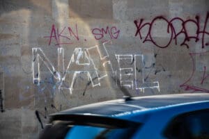 Tagging “Nahel” Near the Scene of Nahel’s Death in Nanterre on August 8, 2024 idir hakim photographe paris
