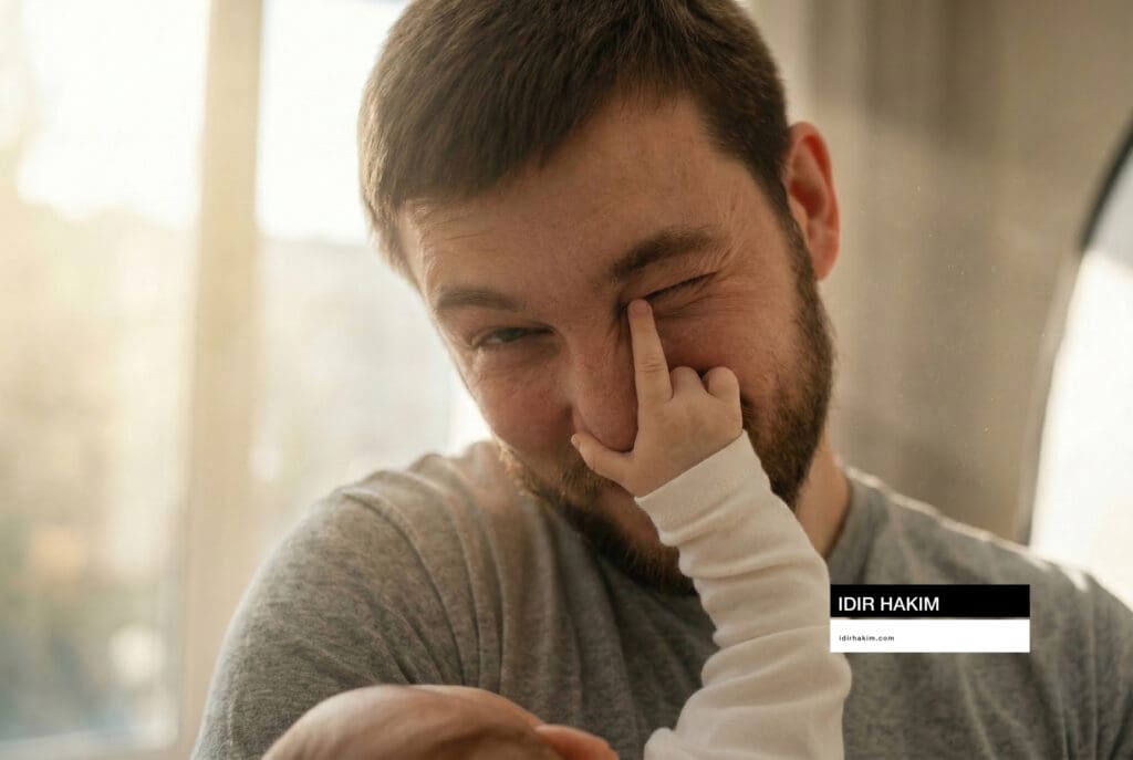 Photographe de famille à domicile capturant un moment de jeu spontané dans le salon.