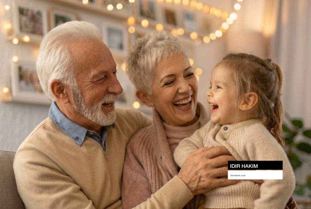 Photographe de famille à domicile saisissant un éclat de rire entre une mère et son enfant.