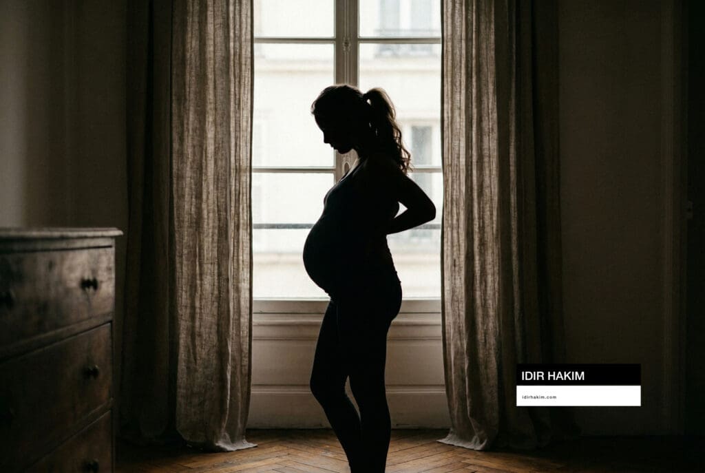 Photographe grossesse Île-de-France : séance à domicile et premier chapitre.