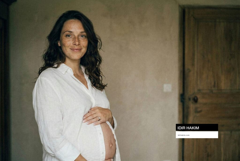Photographe grossesse Île-de-France : séance à domicile et liens familiaux.