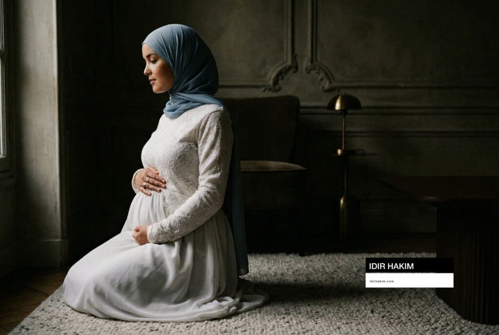 Photographe grossesse Île-de-France : séance à domicile et confort absolu.